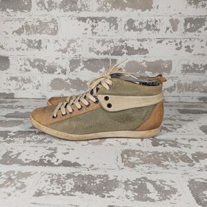Claudio Leather Kakhi/Tan Lace Up High Top Sneakers V 126